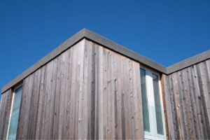 Wood exterior wall cladding, available in composite and reclaimed